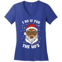 I Do It For The Hos Christmas African American Santa Black Gift Women's V-Neck T-Shirt