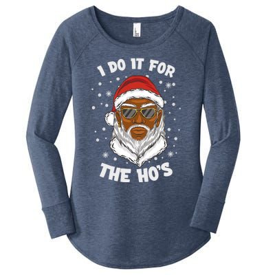 I Do It For The Hos Christmas African American Santa Black Gift Women's Perfect Tri Tunic Long Sleeve Shirt