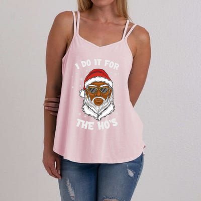 I Do It For The Hos Christmas African American Santa Black Gift Women's Strappy Tank