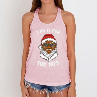 I Do It For The Hos Christmas African American Santa Black Gift Women's Knotted Racerback Tank