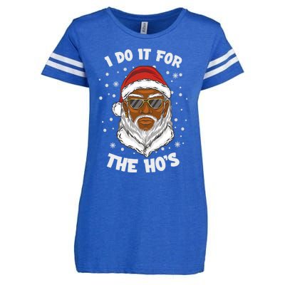 I Do It For The Hos Christmas African American Santa Black Gift Enza Ladies Jersey Football T-Shirt