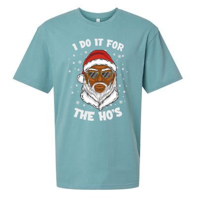 I Do It For The Hos Christmas African American Santa Black Gift Sueded Cloud Jersey T-Shirt