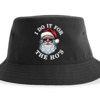 I Do It For The Hos Funny Inappropriate Christmas Santa Face Sustainable Bucket Hat