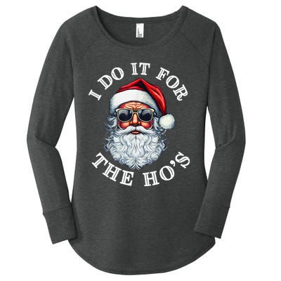 I Do It For The Hos Funny Inappropriate Christmas Santa Face Women's Perfect Tri Tunic Long Sleeve Shirt