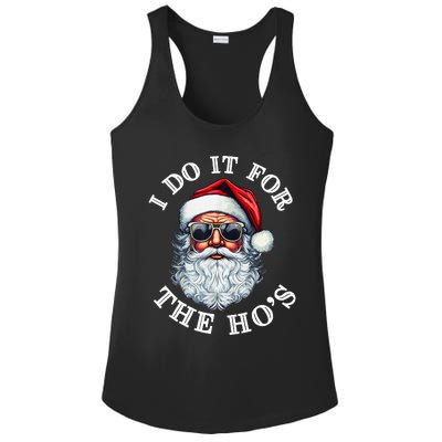 I Do It For The Hos Funny Inappropriate Christmas Santa Face Ladies PosiCharge Competitor Racerback Tank