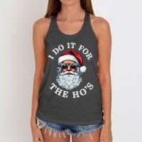 I Do It For The Hos Funny Inappropriate Christmas Santa Face Women's Knotted Racerback Tank