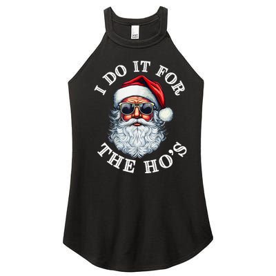 I Do It For The Hos Funny Inappropriate Christmas Santa Face Women's Perfect Tri Rocker Tank