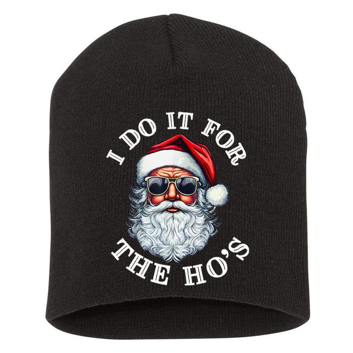 I Do It For The Hos Funny Inappropriate Christmas Santa Face Short Acrylic Beanie