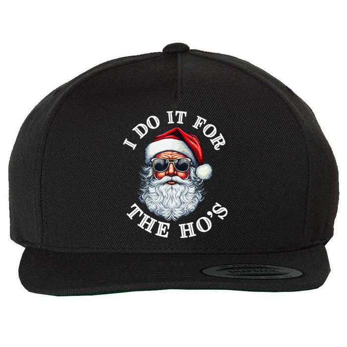 I Do It For The Hos Funny Inappropriate Christmas Santa Face Wool Snapback Cap