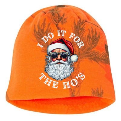 I Do It For The Hos Funny Inappropriate Christmas Santa Face Kati - Camo Knit Beanie