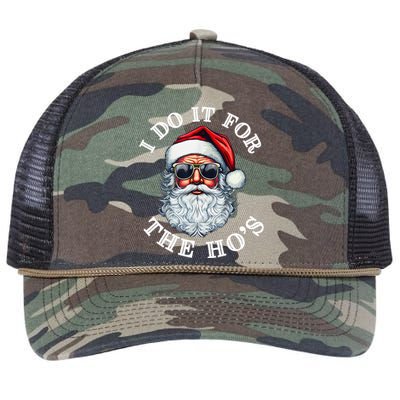 I Do It For The Hos Funny Inappropriate Christmas Santa Face Retro Rope Trucker Hat Cap