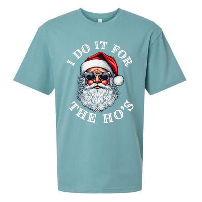 I Do It For The Hos Funny Inappropriate Christmas Santa Face Sueded Cloud Jersey T-Shirt