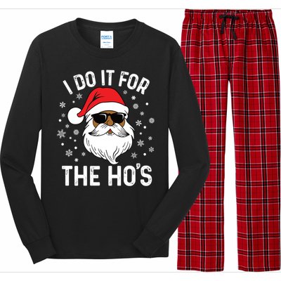 I Do It For The HoS African American Santa Black Christmas Cute Gift Long Sleeve Pajama Set