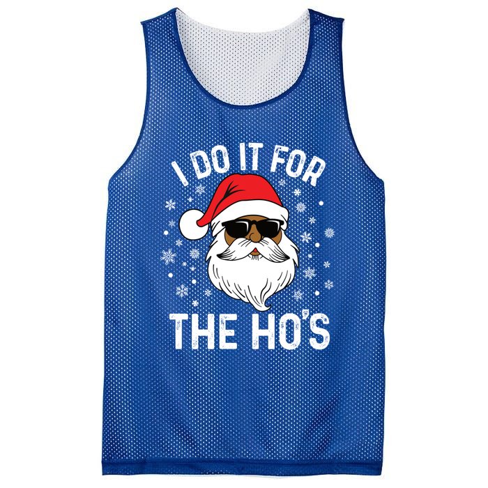 I Do It For The HoS African American Santa Black Christmas Cute Gift Mesh Reversible Basketball Jersey Tank