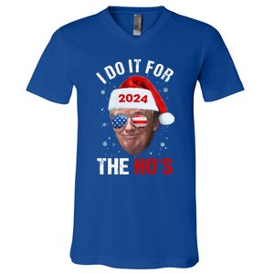 I Do It For The HoS Funny Christmas Santa Trump 2024 Xmas Cute Gift V-Neck T-Shirt