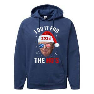 I Do It For The HoS Funny Christmas Santa Trump 2024 Xmas Cute Gift Performance Fleece Hoodie