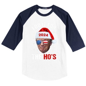 I Do It For The HoS Funny Christmas Santa Trump 2024 Xmas Cute Gift Baseball Sleeve Shirt