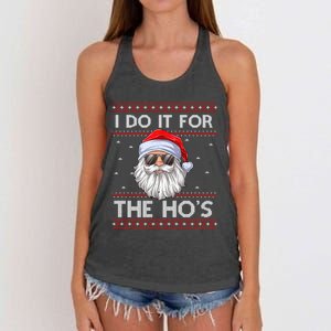 I Do It For The HoS Santa Matching Ugly Christmas Sweater Gift Women's Knotted Racerback Tank