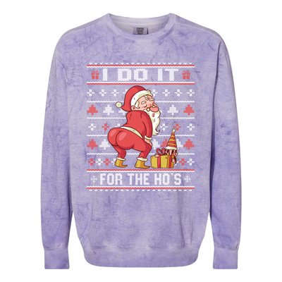 I Do It For The Hos Twerking Santa Rude Christmas Sweater Gift Colorblast Crewneck Sweatshirt