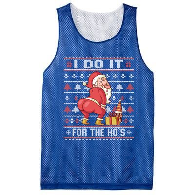 I Do It For The Hos Twerking Santa Rude Christmas Sweater Gift Mesh Reversible Basketball Jersey Tank