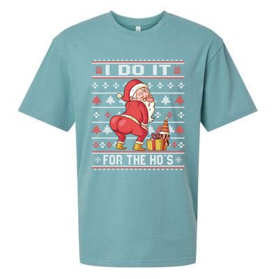 I Do It For The Hos Twerking Santa Rude Christmas Sweater Gift Sueded Cloud Jersey T-Shirt