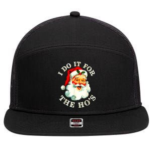 I Do It For The Hos Funny Inappropriate Christmas Santa Face 7 Panel Mesh Trucker Snapback Hat