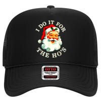 I Do It For The Hos Funny Inappropriate Christmas Santa Face High Crown Mesh Back Trucker Hat