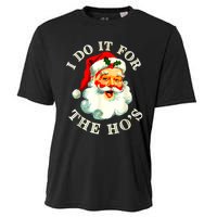 I Do It For The Hos Funny Inappropriate Christmas Santa Face Cooling Performance Crew T-Shirt