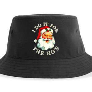 I Do It For The Hos Funny Inappropriate Christmas Santa Face Sustainable Bucket Hat