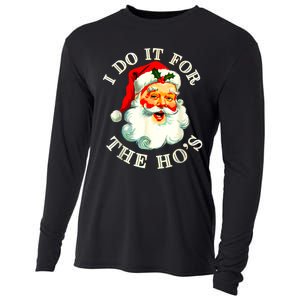 I Do It For The Hos Funny Inappropriate Christmas Santa Face Cooling Performance Long Sleeve Crew