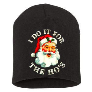 I Do It For The Hos Funny Inappropriate Christmas Santa Face Short Acrylic Beanie