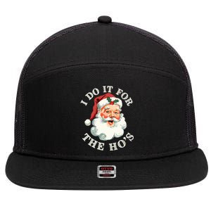 I Do It For The Hos Funny Inappropriate Christmas Santa Face 7 Panel Mesh Trucker Snapback Hat