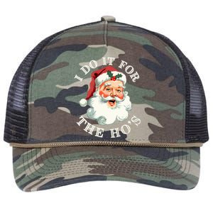 I Do It For The Hos Funny Inappropriate Christmas Santa Face Retro Rope Trucker Hat Cap