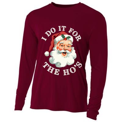 I Do It For The Hos Funny Inappropriate Christmas Santa Face Cooling Performance Long Sleeve Crew
