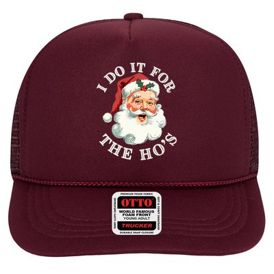 I Do It For The Hos Funny Inappropriate Christmas Santa Face Trucker Hat