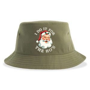 I Do It For The Hos Funny Inappropriate Christmas Santa Face Sustainable Bucket Hat