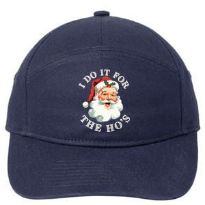 I Do It For The Hos Funny Inappropriate Christmas Santa Face 7-Panel Snapback Hat