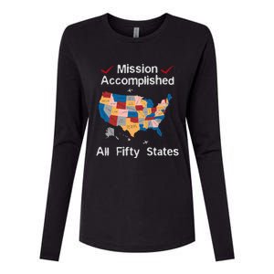 I Did It! Visit All 50 Usa States Design Road Trip Vacation Womens Cotton Relaxed Long Sleeve T-Shirt