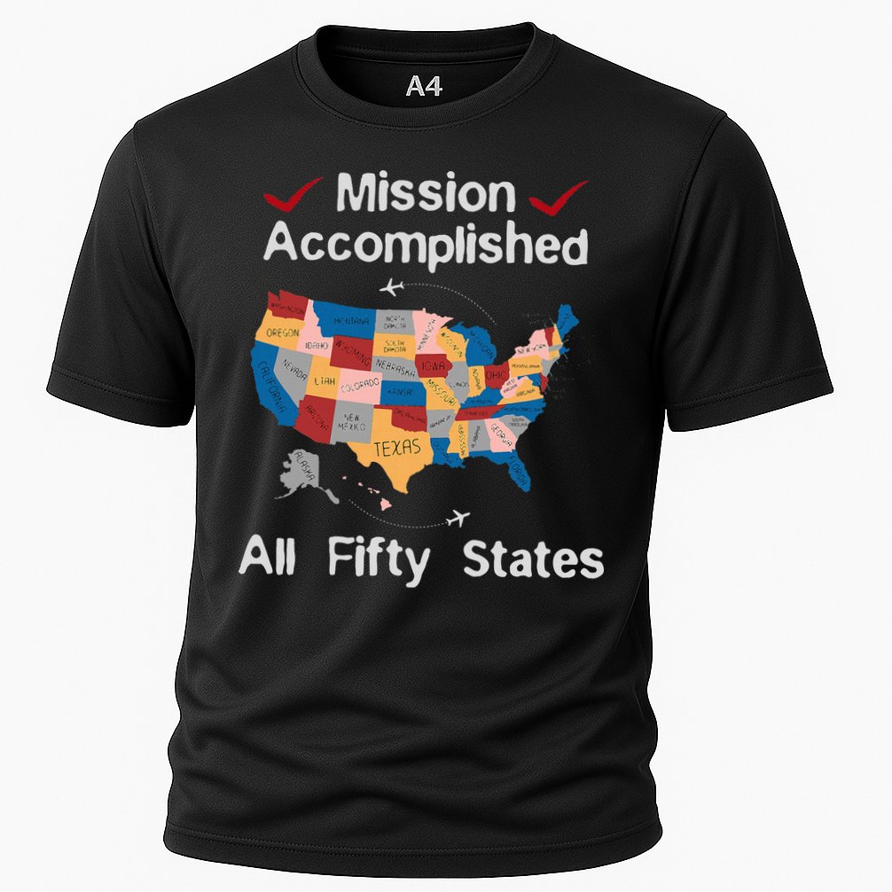 I Did It! Visit All 50 Usa States Design Road Trip Vacation Cooling Performance Crew T-Shirt