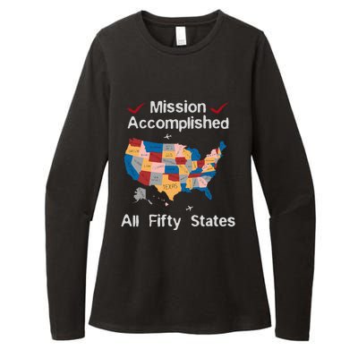 I Did It! Visit All 50 Usa States Design Road Trip Vacation Womens CVC Long Sleeve Shirt