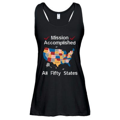 I Did It! Visit All 50 Usa States Design Road Trip Vacation Ladies Essential Flowy Tank