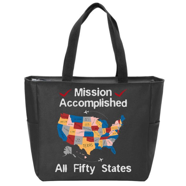 I Did It! Visit All 50 Usa States Design Road Trip Vacation Zip Tote Bag