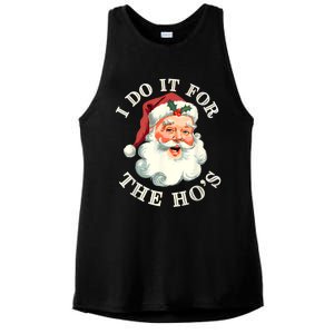 I Do It For The Hos Funny Inappropriate Christmas Santa Face Ladies PosiCharge Tri-Blend Wicking Tank