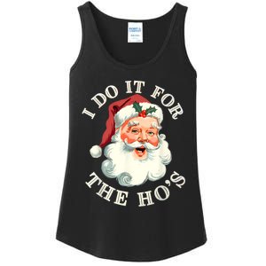 I Do It For The Hos Funny Inappropriate Christmas Santa Face Ladies Essential Tank