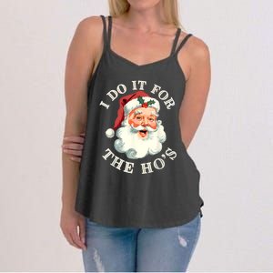 I Do It For The Hos Funny Inappropriate Christmas Santa Face Women's Strappy Tank