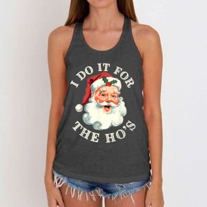 I Do It For The Hos Funny Inappropriate Christmas Santa Face Women's Knotted Racerback Tank