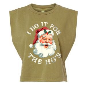 I Do It For The Hos Funny Inappropriate Christmas Santa Face Garment-Dyed Women's Muscle Tee