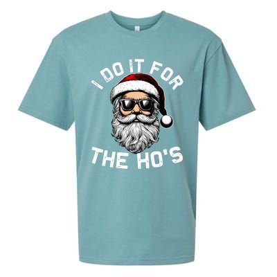 I Do It For The Hos Inappropriate Christmas Funny Santa Face Sueded Cloud Jersey T-Shirt