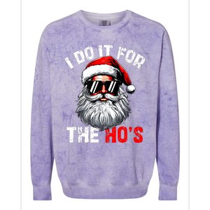 I Do It For The Hos Inappropriate Christmas Funny Santa Face Colorblast Crewneck Sweatshirt