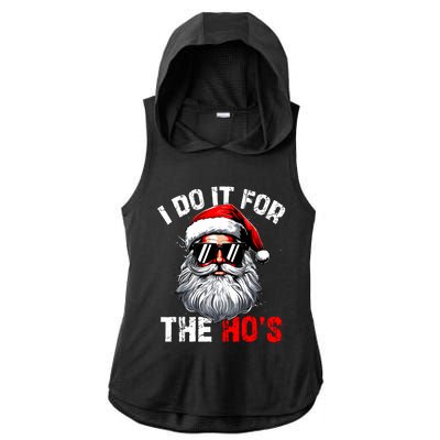 I Do It For The Hos Inappropriate Christmas Funny Santa Face Ladies PosiCharge Tri-Blend Wicking Draft Hoodie Tank